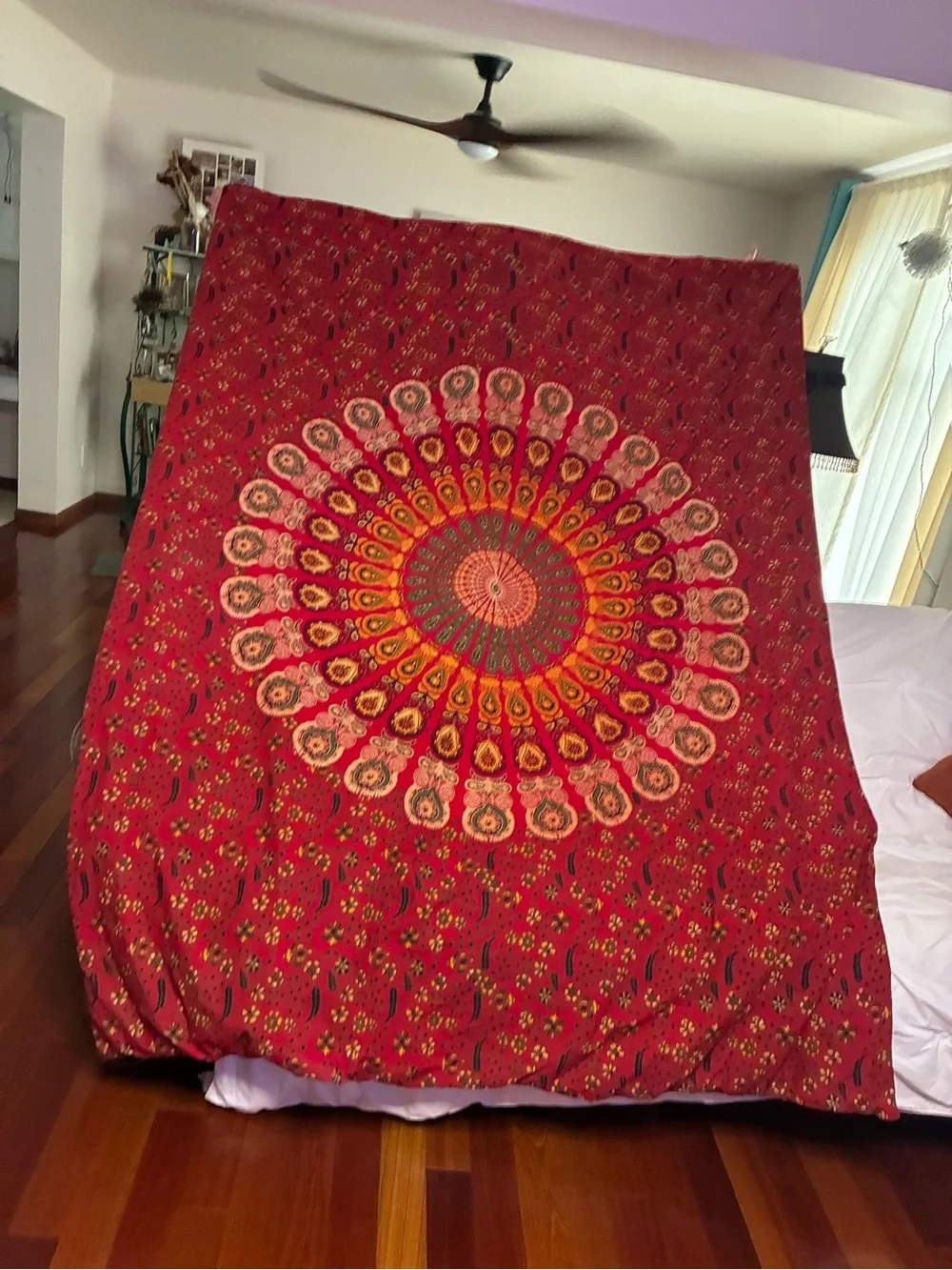 N&T Peacock pattern duvet cover- 100% cotton from India. Red. Stunning!!!